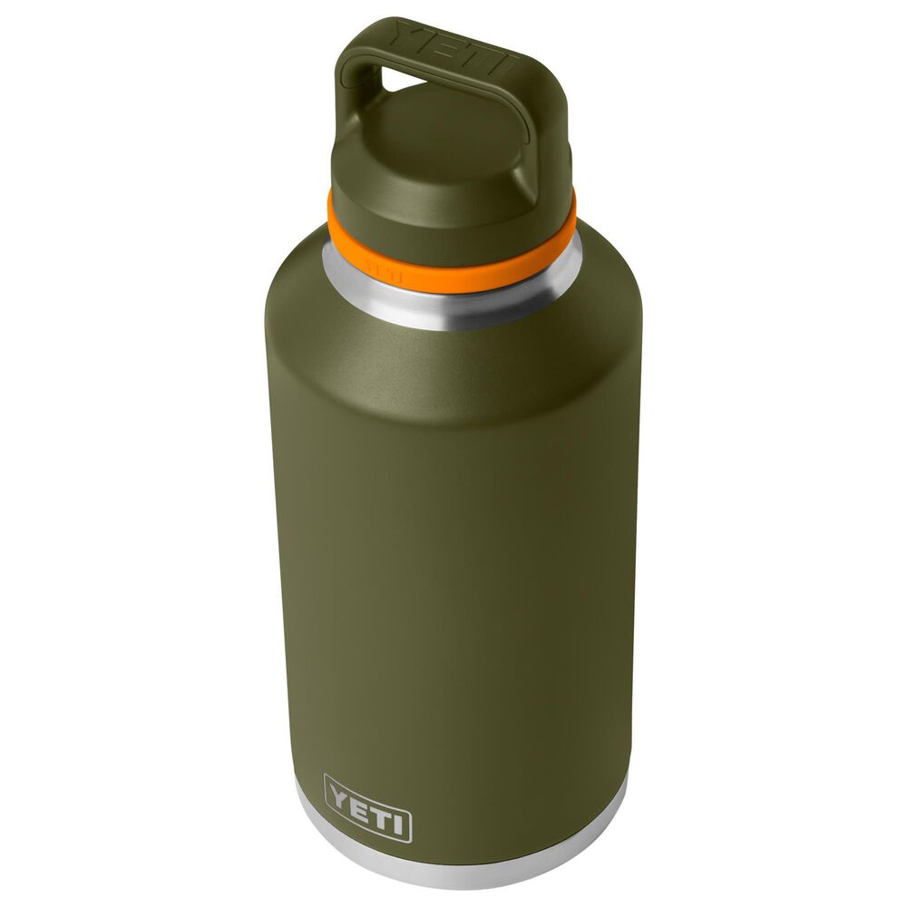 YETI Rambler 64 Oz Water Bottle with Color-Blocked Chug Cap in Olive and King Crab Orange, , large
