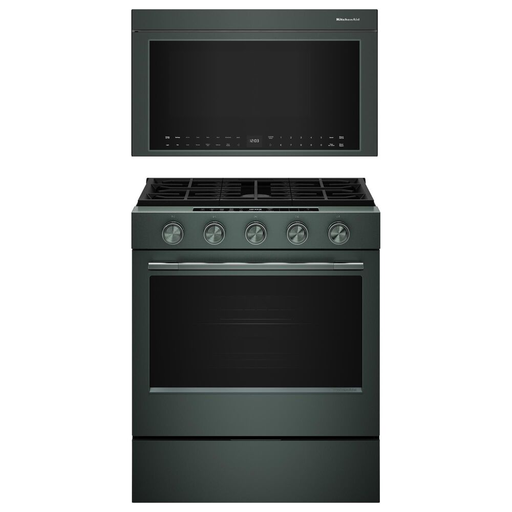KitchenAid 2-Piece Kitchen Package with 30" Slide-In Smart Gas Range and 30" Over-the-Range Microwave Oven in Juniper, , large