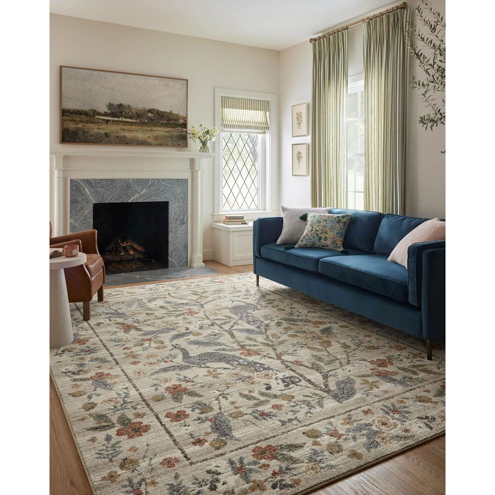Rifle Paper Co. x Loloi Laurel Peacock Garden 9&#39;2&quot; x 12&#39;2&quot; Cream Area Rug, , large