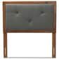 Baxton Studio Abner Twin Panel Headboard with Dark Grey Fabric in Walnut Brown, , large