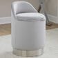 Lumisource Marla Vanity Stool with Silver Upholstered in Chrome, , large