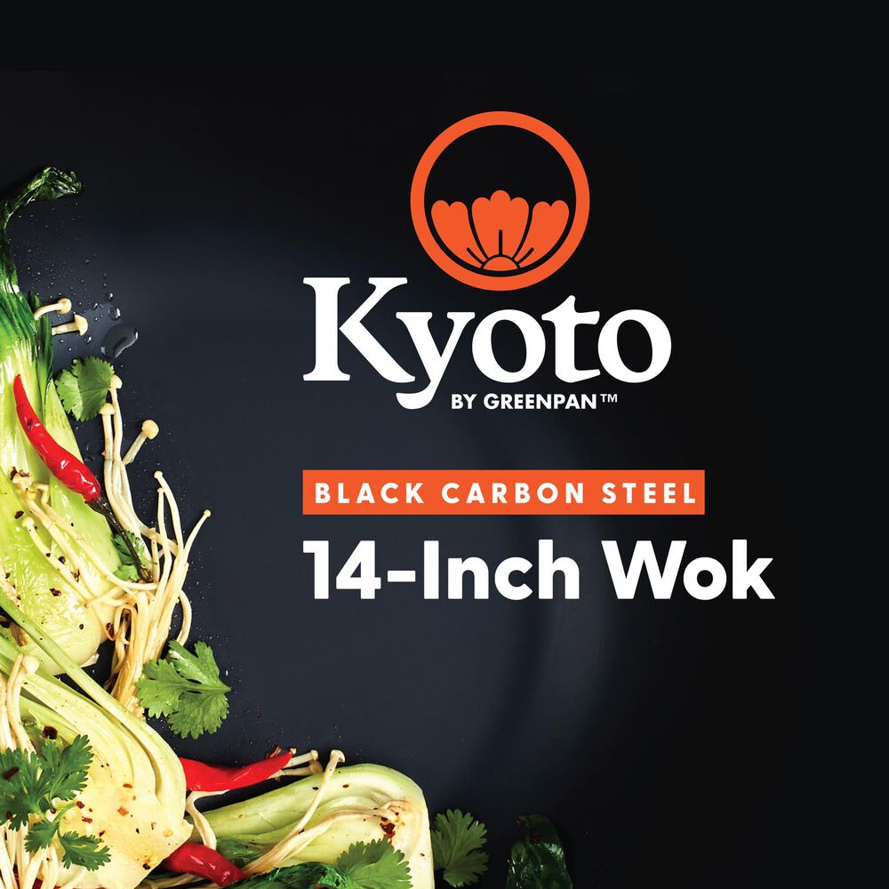 Green Pan Kyoto 12" Carbon Steel Wok in Black, , large