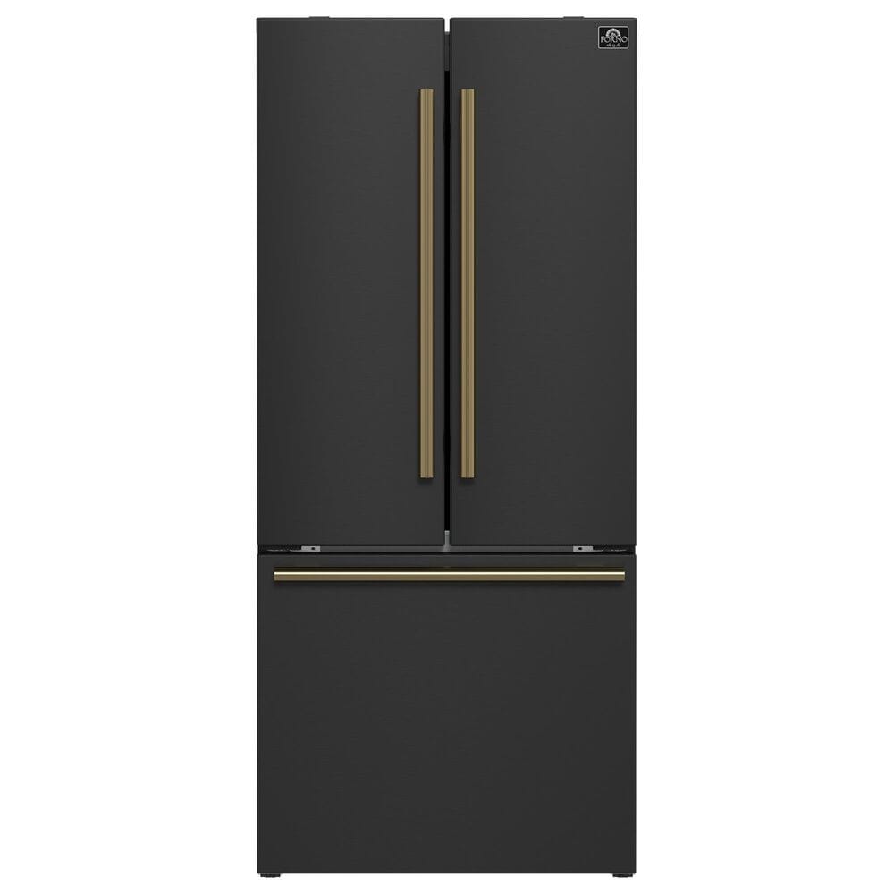 Forno Gallipoli 17.5 Cu. Ft. French Door Refrigerator with Bottom Freezer in Black, , large