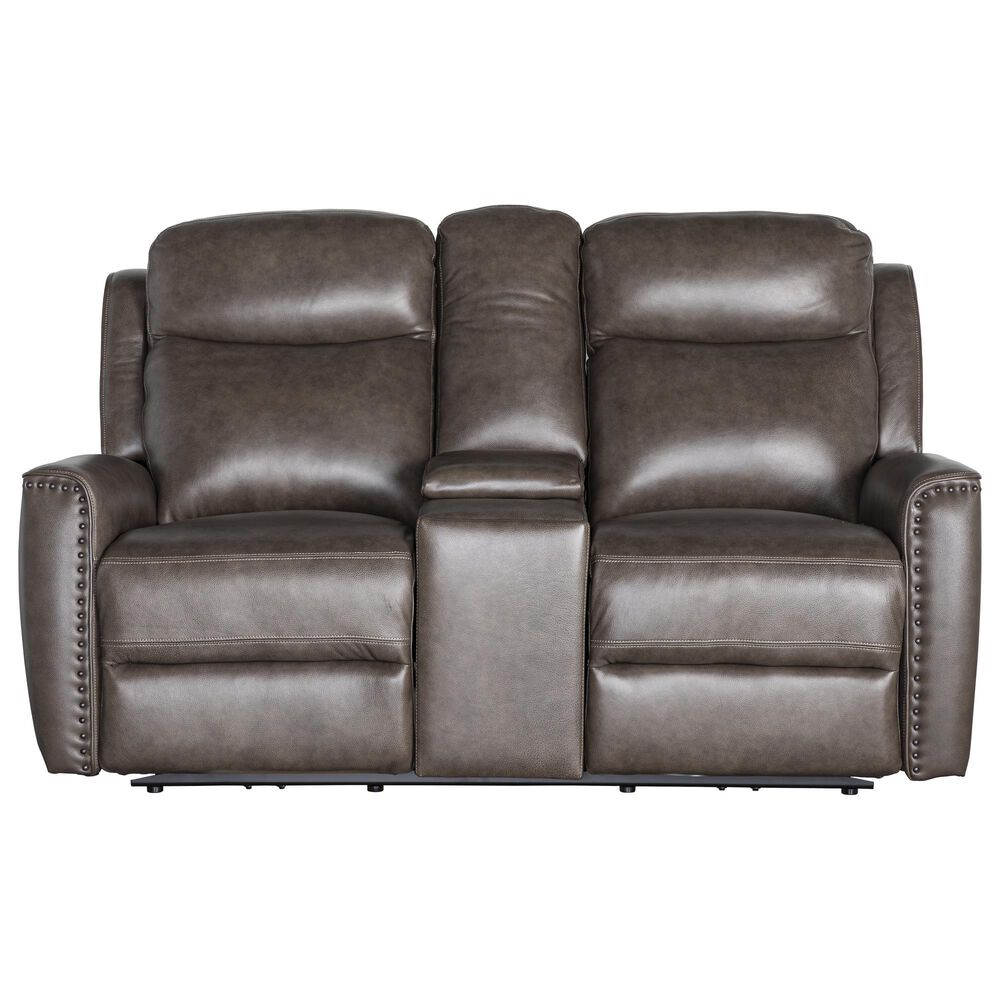 Bassett P2 ZG Leather Rec con loveseat in Sable, , large