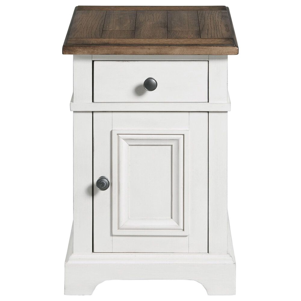Hawthorne Furniture Drake Chairside Table in Rustic White and French Oak, , large