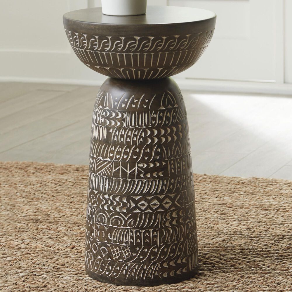 Ashley Hadcher Accent Table in Warm Brown and Cream, , large