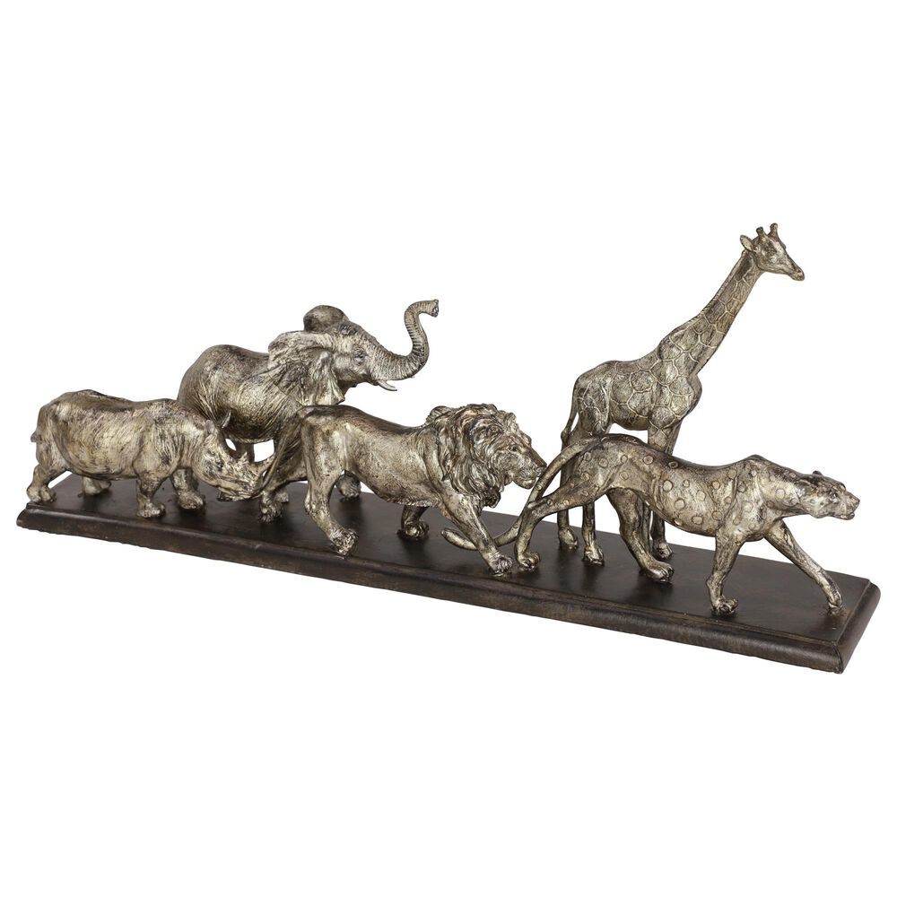 Maple and Jade Eclectic Safari Animals Sculpture in Silver, , large