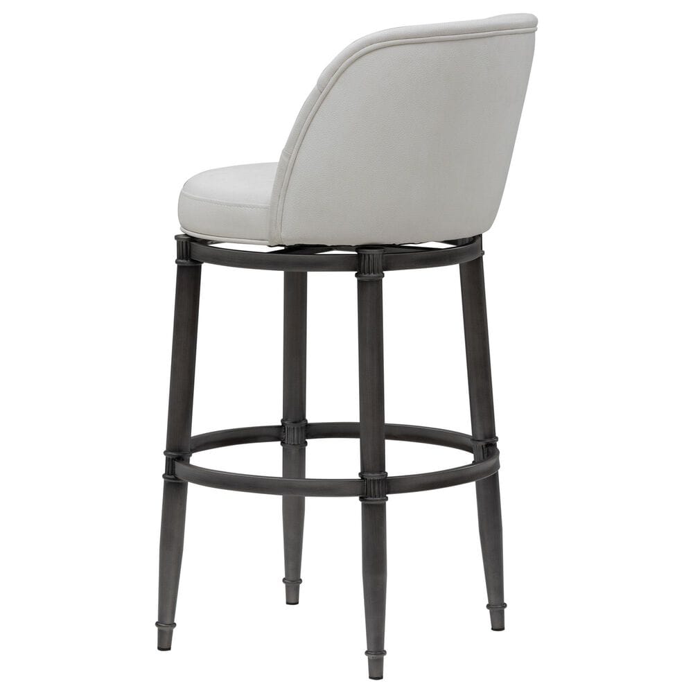 Armen Living Eunice Swivel Bar Height Stool with Ivory Upholstery in Antique Pewter, , large