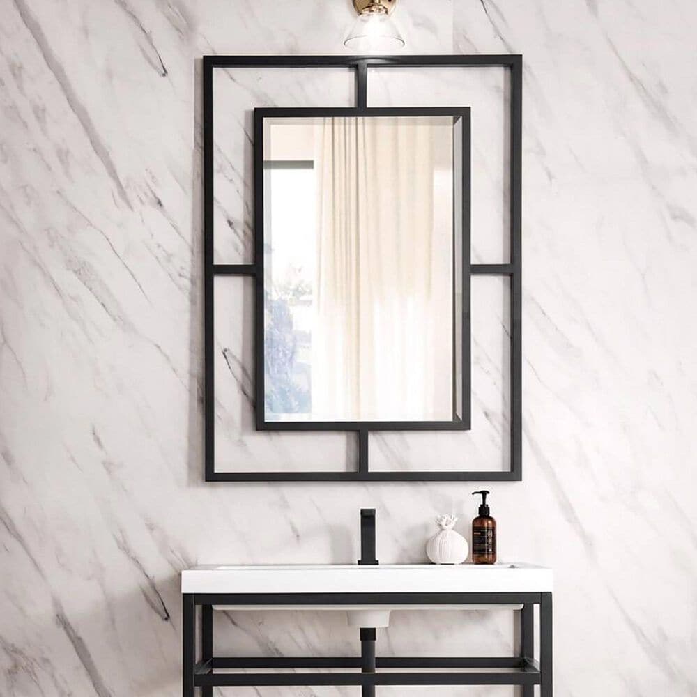 James Martin Vanities Boston 30" Rectangular Mirror in Matte Black, , large