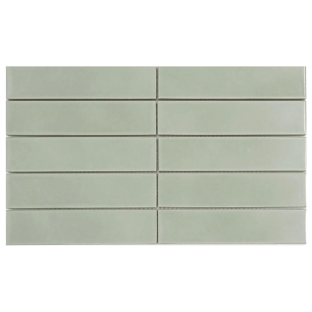 Emser Kaizen Sage 2" x 8" Rectangle on 9" x 15" Satin Porcelain Mosaic Sheet, , large