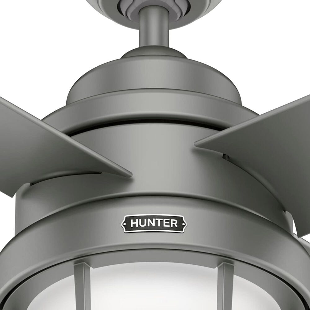 Hunter Searow 54&quot; Outdoor Ceiling Fan with LED Lights in Matte Silver, , large