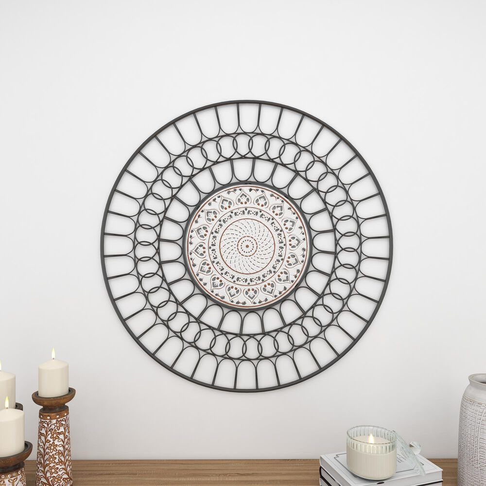 Maple and Jade 32&quot; x 32&quot; Farmhouse Wall Decor in Black and White, , large