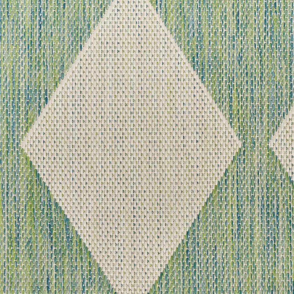 Nourison Positano Geometric Blue and Green 5&#39; x 7&#39; Indoor/Outdoor Area Rug, , large