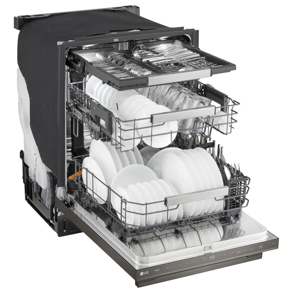 LG 24" Built-In Bar Handle Dishwasher with 3rd Rack in Black Stainless Steel, , large
