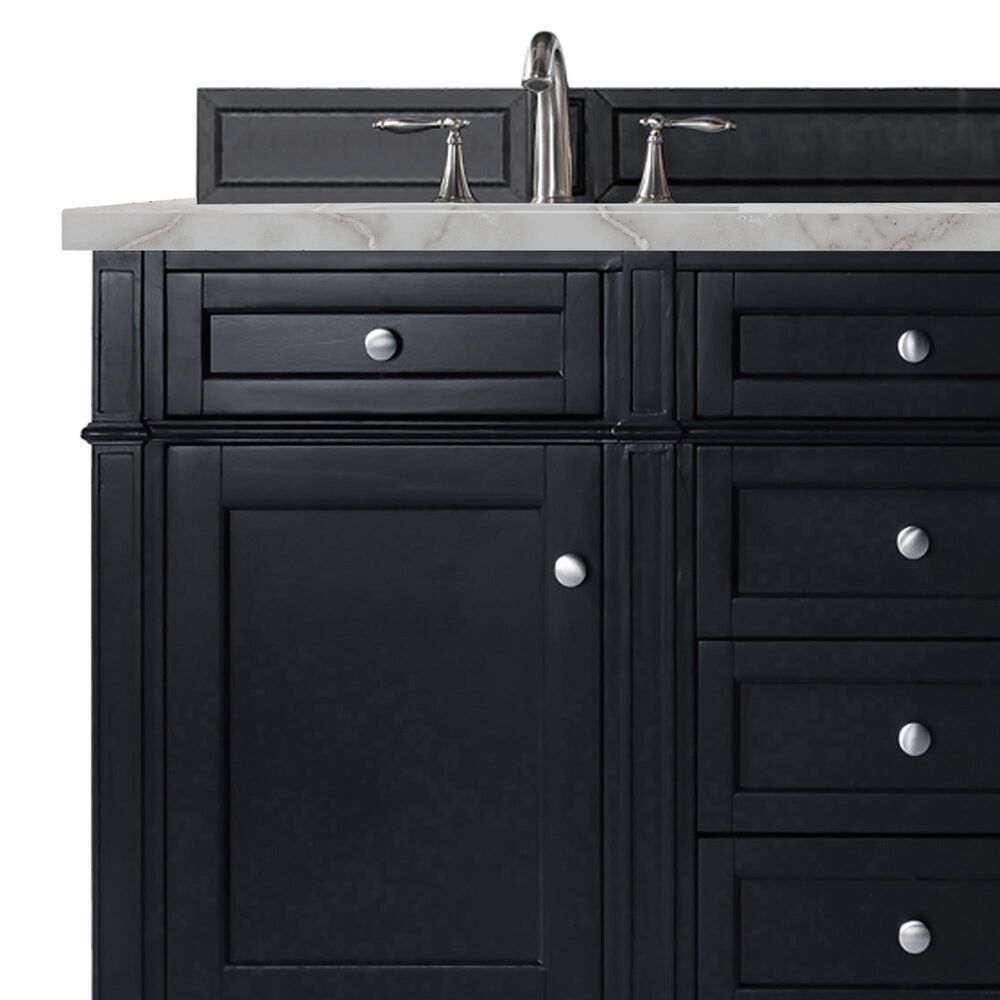 James Martin Vanities Brittany 60" Double Bathroom Vanity in Black Onyx with 3 cm Eternal Jasmine Pearl Silestone Top, Rectangular Sinks and FreePower Wireless Charger, , large