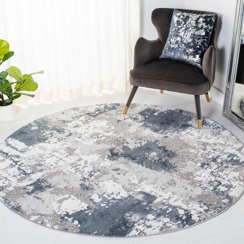 Safavieh Century 8&#39; Round Grey and Blue Area Rug, , large