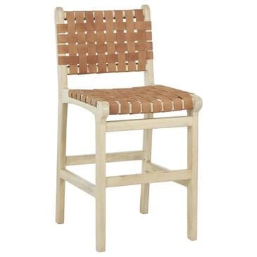 Maple and Jade Handmade Woven Kitchen Bar Stool with Light Brown Cushion in Light Brown, , large