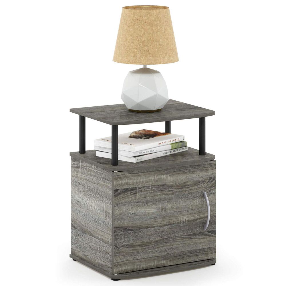 HOMLUX End Table with Open Shelf in Gray and Black, , large