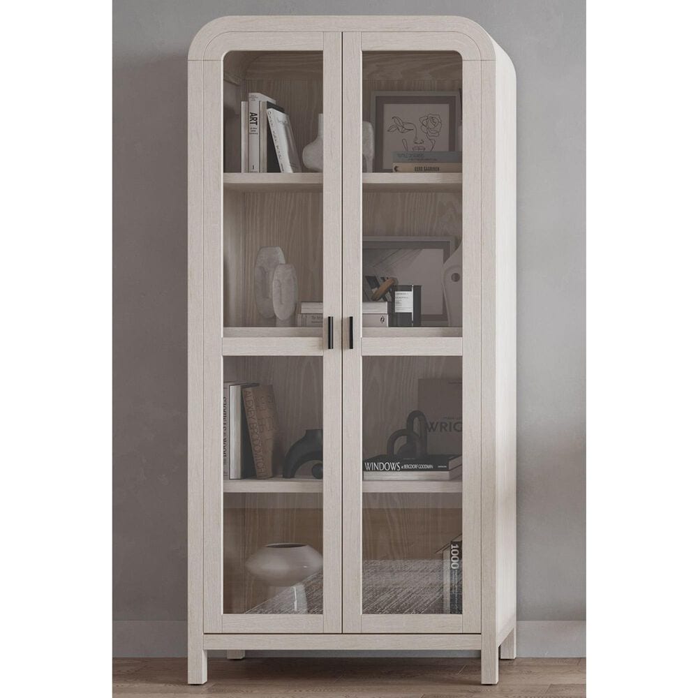 Urban Home Drake Glass Door Wooden Bookcase in Sugar, , large