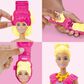 PlayDoh Barbie Ruffles and Bows Doll Set with Three Modeling Doughs in Yellow and Pink, , large