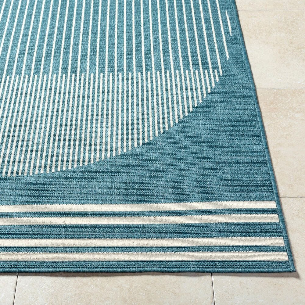 Surya Alfresco 7&#39;3&quot; Square Marine Blue, Light Silver, Slate Blue and Metallic Silver Indoor/Outdoor Area Rug, , large