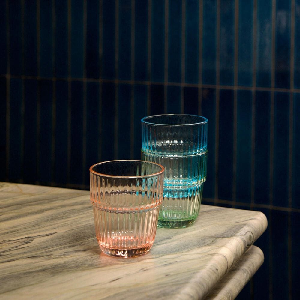 Bormioli Barshine Rocks Stackable Drinking Glasses in Mint Green &#40;Set of 6&#41;, , large