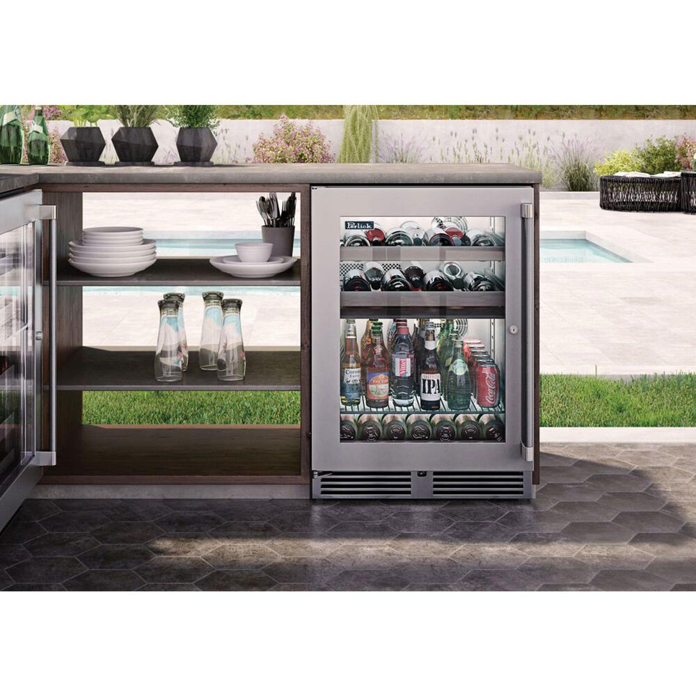 Perlick Signature 24&quot; Outdoor Beverage Center with Left Hinge Glass Door in Stainless Steel, , large