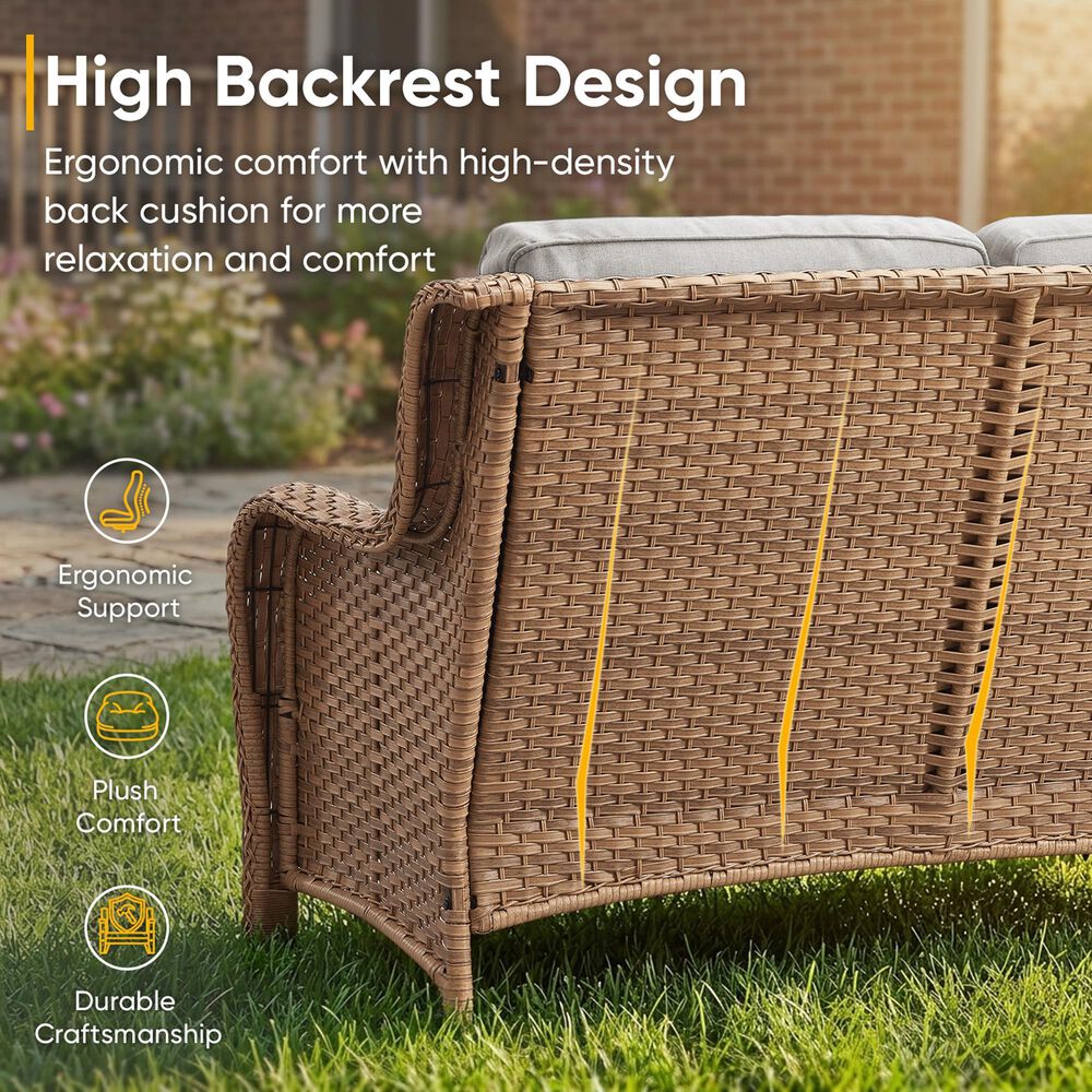 Sunwell Garden Patio Loveseat with Yellow Frame in Beige, , large