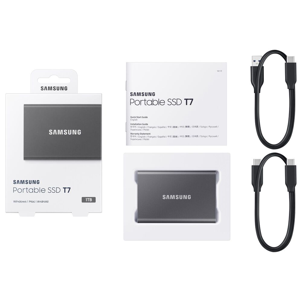 Samsung 1TB T7 Portable SSD in Titan Gray, , large