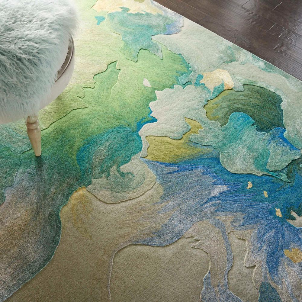 Nourison Prismatic PRS16 9&#39;9&quot; x 13&#39;9&quot; Seafoam Area Rug, , large