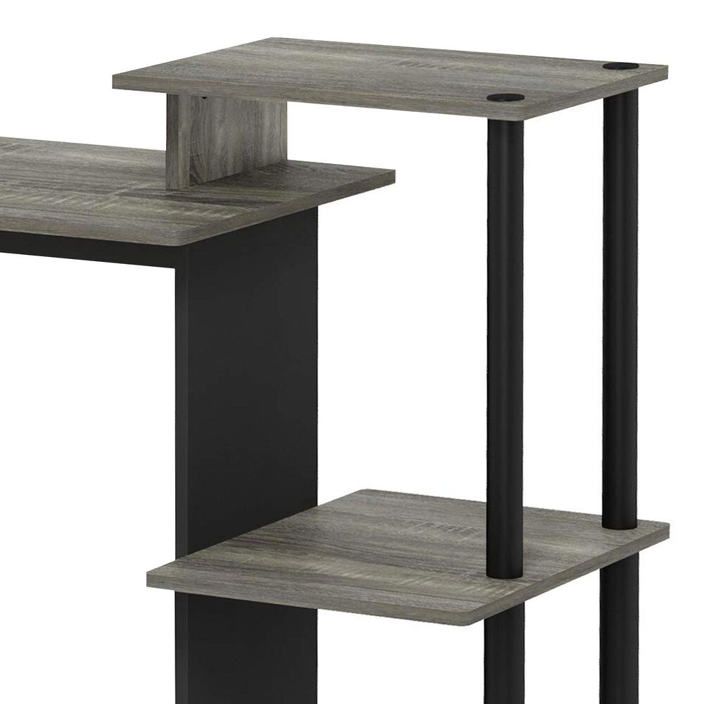 HOMLUX 40" Computer Desk with Open Side Shelves in French Oak Grey and Black, , large