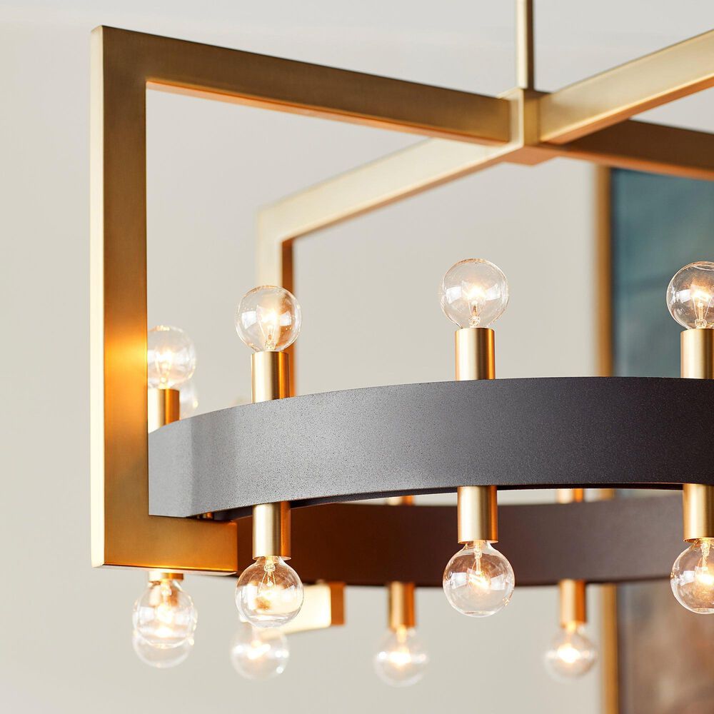 Cyan Archibald 24-Light Chandelier in Noir and Aged Brass, , large