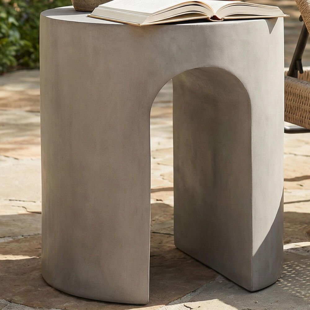 Hearth and Haven Outdoor U-Shaped Side Table in Light Grey, , large