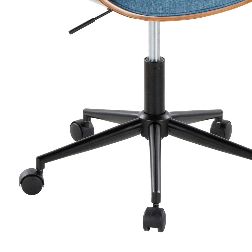 Lumisource Vintage Mod Office Chair with Blue Cushion in Walnut and Black, , large