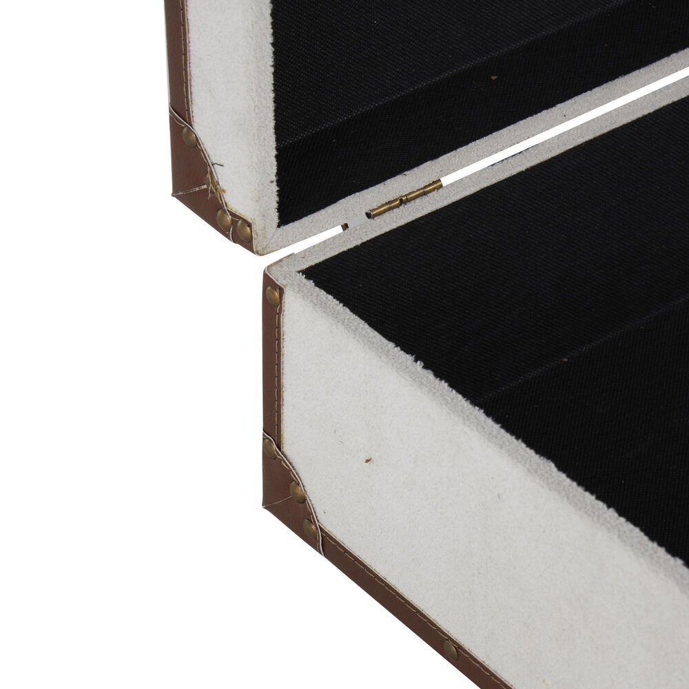 Maple and Jade 3-Piece Vintage Storage Decorative Trunk in Light Gray and Brown, , large