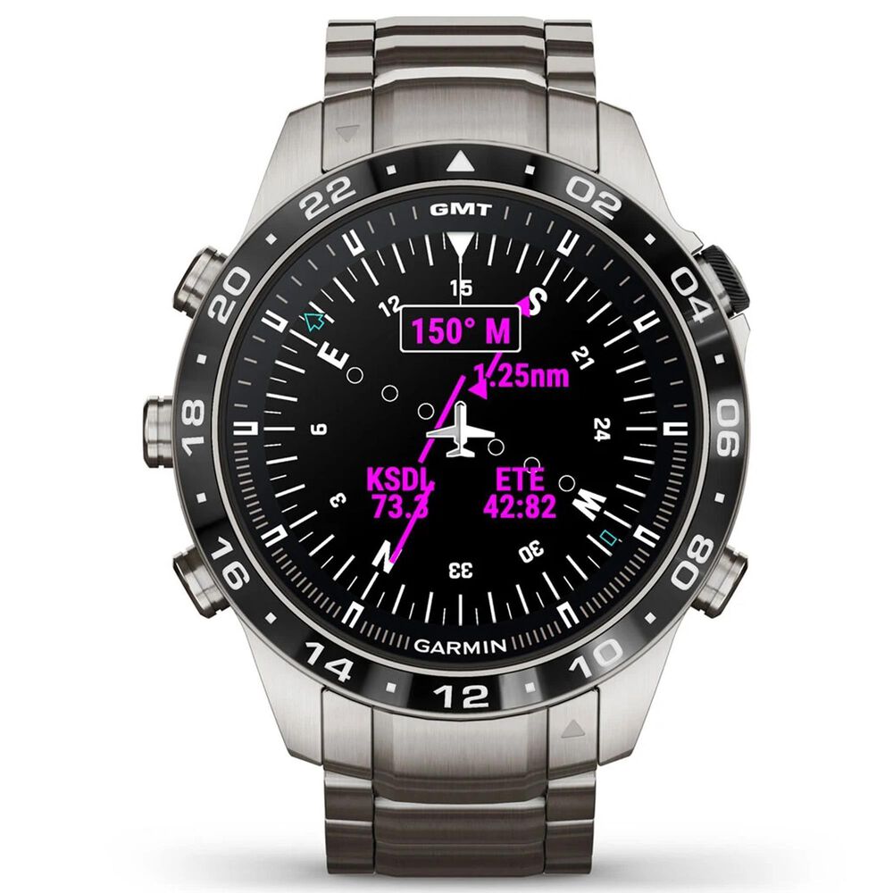 Garmin MARQ 2 Aviator AMOLED Smartwatch Grade 5 Titanium Bezel Case in Silver and Black, , large
