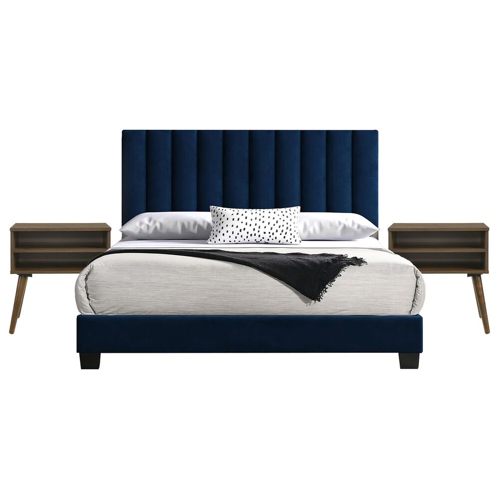 Mayberry Hill Coyote 3 Piece Queen Bedroom Set in Carrol Navy, , large