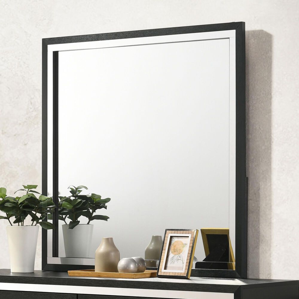 Coaster Lucia 6-Drawer Dresser and Mirror in Black and Chrome, , large