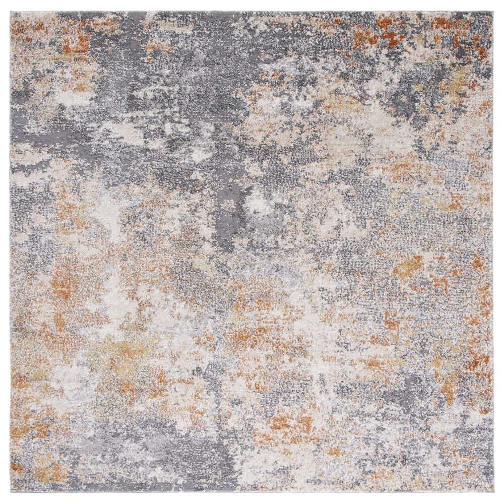 Safavieh Aston 6"7" Square Grey and Gold Area Rug, , large