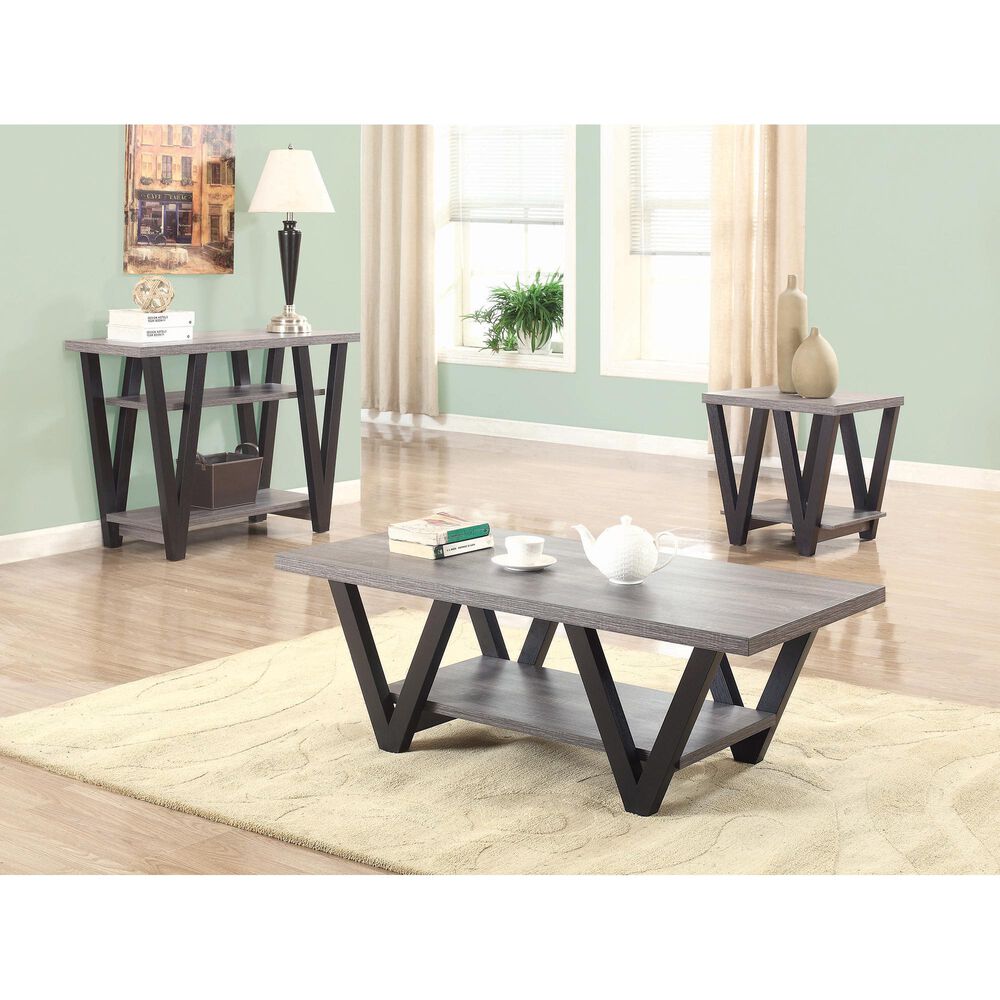 Pacific Landing Higgins V-Shaped Coffee Table in Black and Antique Grey, , large
