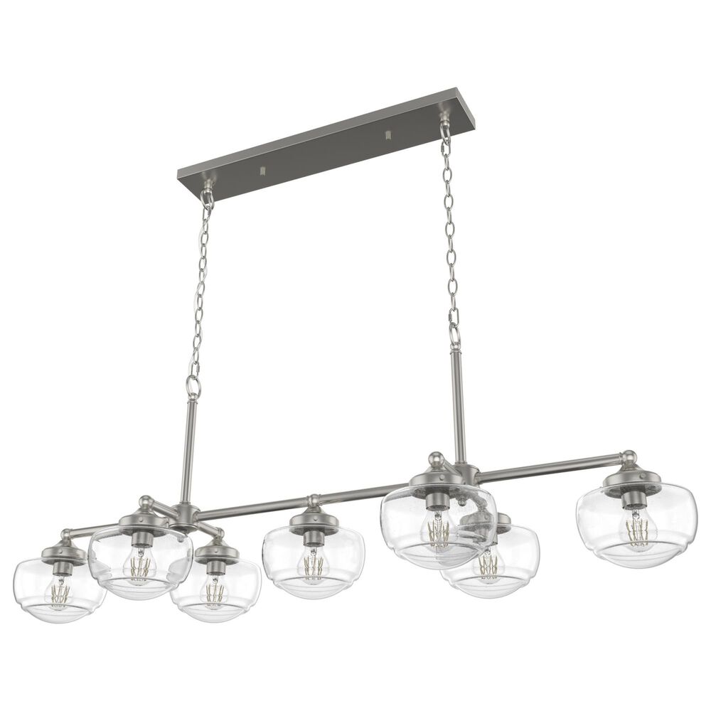 Hunter Saddle Creek 7-Light Linear Chandelier with Seeded Shade in Brushed Nickel, , large
