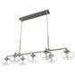 Hunter Saddle Creek 7-Light Linear Chandelier with Seeded Shade in Brushed Nickel, , large