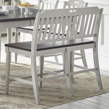 Waltham Orchard Park Slat back Counter Height Bench in Gray and Brown, , large