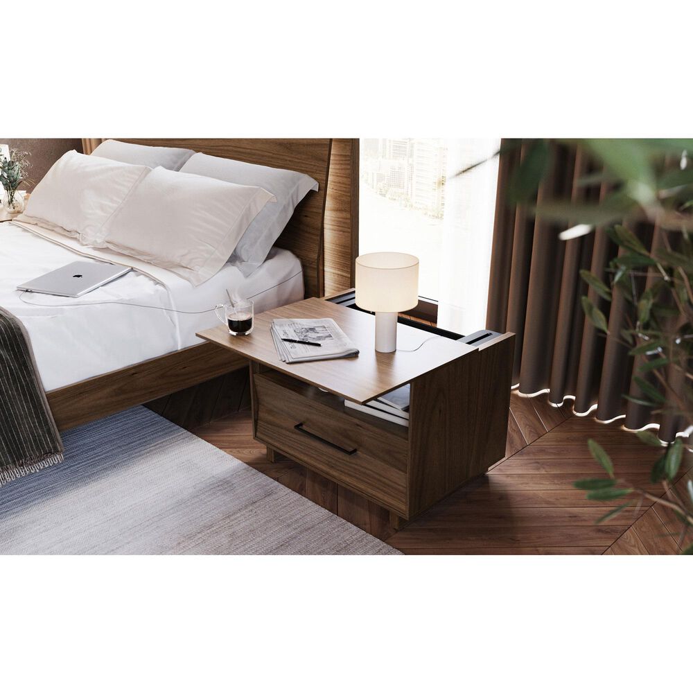 BDI Kava 28&quot; 1-Drawer Nightstand in Natural Walnut with Outlets and USB Ports, , large