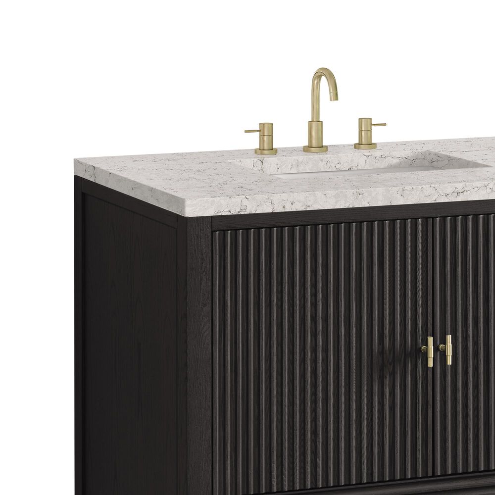 James Martin Vanities Myrrin 36&quot; Vanity in Carbon Oak with 3 cm Eternal Jasmine Pearl Quartz Top, , large