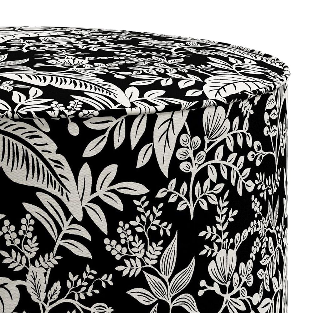 Rifle Paper Co Crafted by Cloth and Company Billie Ottoman in Canopy Black/Cream, , large