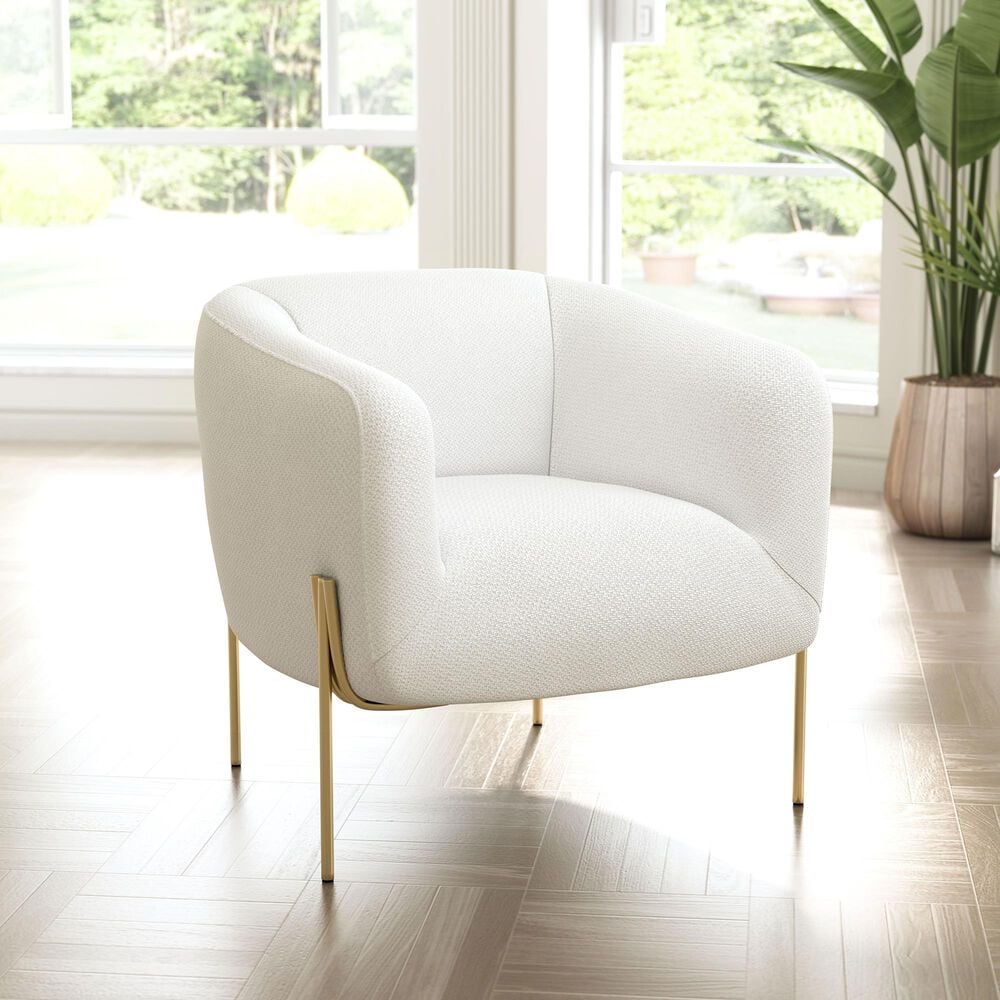 Zuo Modern Micaela Arm Chair in Ivory and Gold, , large