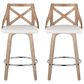 LumiSource Charlotte Swivel Counter Stool with White Faux Leather Upholstery in Whitewashed and Chrome (Set of 2), , large