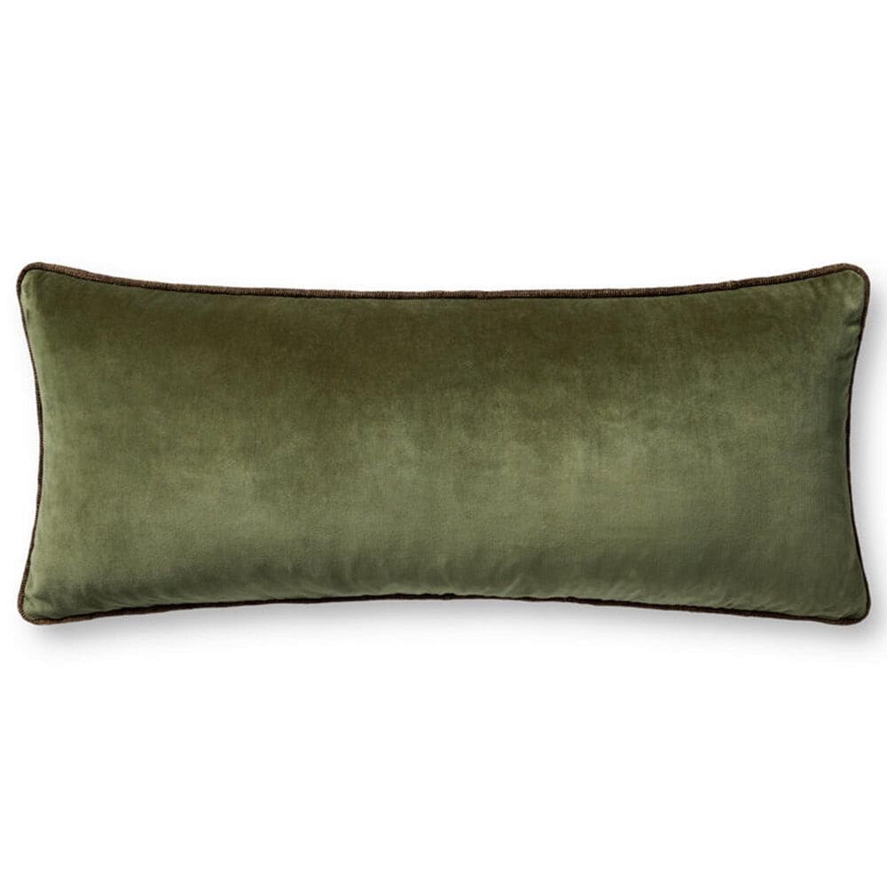 Loloi Liza 13" x 35" Lumbar Throw Pillow in Dark Green, , large