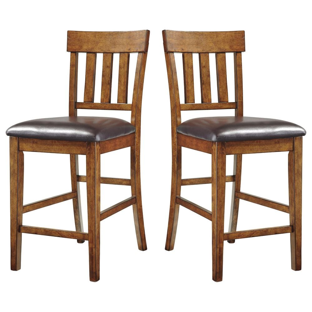 Ashley Ralene Upholstered Counter Stool in Medium Brown &#40;Set of 2&#41;, , large
